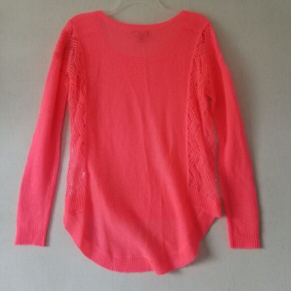 Kendall & Kylie‎ Sweater Neon Orange Open Weave Beach Zippered Shoulder Size S - Picture 6 of 11